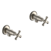 Merino Cross Washing Machine Cocks - Pair - Jumper Valve Brushed Nickel