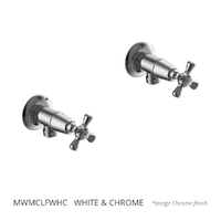 Merino Cross Washing Machine Cocks - Pair - Jumper Valve  White &amp; Chrome