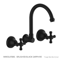 Merino Cross Wall Sink/Laundry Set - 4 Star - Jumper Valve Brushed Black Sapphire (Lf)