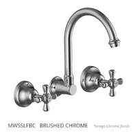 Merino Cross Wall Sink/Laundry Set - 4 Star - Jumper Valve Brushed Chrome (Lf)