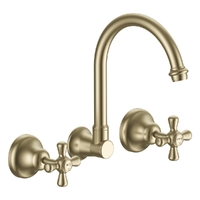 Merino Cross Wall Sink/Laundry Set - 4 Star - Jumper Valve Brushed Gold (Lf)