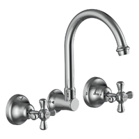 Merino Cross Wall Sink/Laundry Set - 4 Star - Jumper Valve Chrome (Lf)