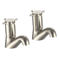 Park Cross Pillar Cocks - 4 Star - Pair - 3/4 Turn Ceramic Brushed Nickel (Lf)