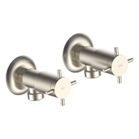 Park Cross Washing Machine Cocks - Pair - 3/4 Turn Ceramic Brushed Nickel