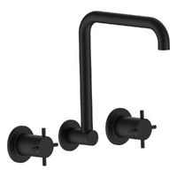 Park Cross Wall Sink/Laundry Set - 4 Star - 3/4 Turn Ceramic Matt Black (Lf)