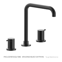 Park Pin Vanitee Sink Set - 4 Star - 1/4 Turn Ceramic Brushed Black Sapphire (Lf)