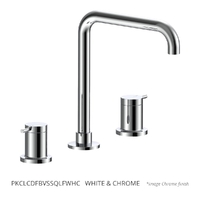 Park Pin Vanitee Sink Set - 4 Star - 1/4 Turn Ceramic  White &amp; Chrome (Lf)