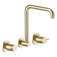 Park Pin Wall Sink/Laundry Set - 4 Star - 1/4 Turn Ceramic Brushed Gold (Lf)