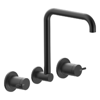 Park Pin Wall Sink/Laundry Set - 4 Star - 1/4 Turn Ceramic Matt Black (Lf)