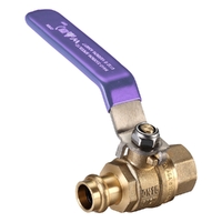 DN20 X 20FI Watermarked Ball Valve Press Fit Lever Handle Lilac Lead Free