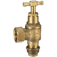 20FL X 20FI Right Angle Meter Stop T Handle Rough Brass 
