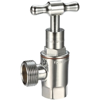 15mm Chrome Washing Machine Stop T/Head Right Angle Stops Brass