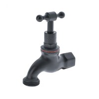 Hose Tap T Handle Rough Brass FI 15mm Matte Black