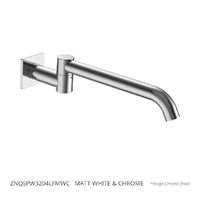 Zenith Swivel Wall Outlet 320Mm - Basin/Sink - Square Plate 4 Star  Matt White &amp; Chrome (Lf)