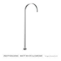 Zenith Fixed Floor Mount Spout - Gooseneck - Matt White &amp; Chrome