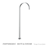 Zenith Fixed Floor Mount Spout - Gooseneck -  White &amp; Chrome