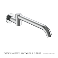 Zenith Swivel Wall Outlet 320Mm - Basin/Sink - Round Plate 6 Star Matt White &amp; Chrome (Lf)