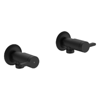 Zenith Washing Machine Cocks - Pair - 1/4 Turn Ceramic Matt Black