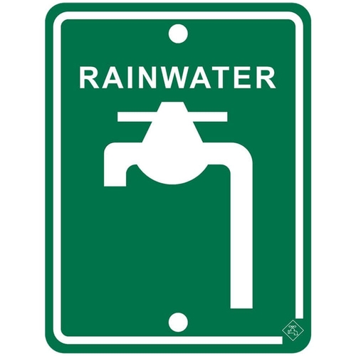 70mm X 92mm Rainwater Sign Green 