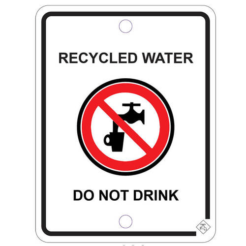 70mm X 92mm Recycled Water Warning Sign 