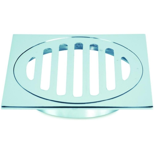 Stubby Floor Grate Chr-Brass Sq 100mm