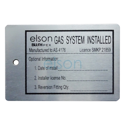 Installation ID Tag BUSHPEX Crimp Gas System