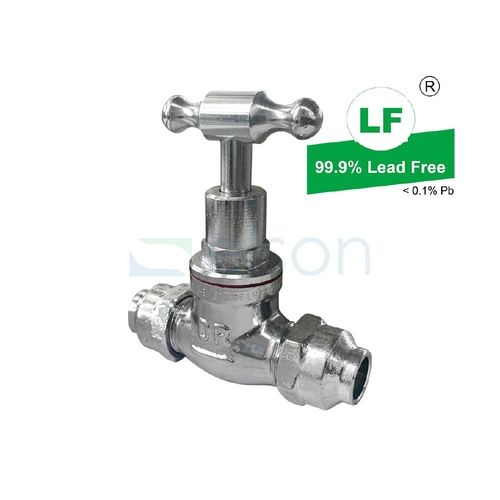 Stop Cock T Head Chrome Plated C x C, 1/2"