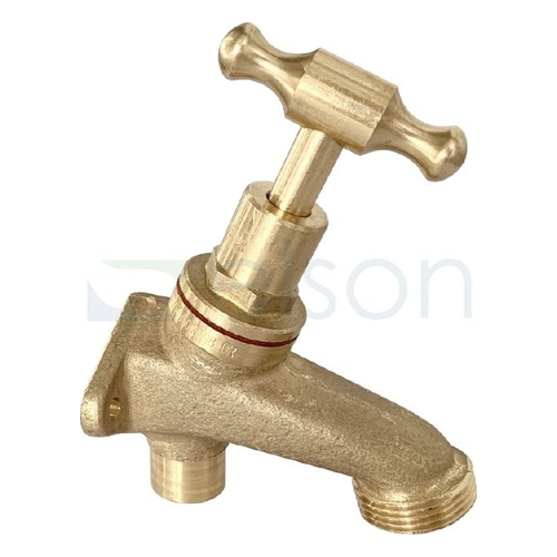 Hose Cock T Head B/PLATE Cap Rough Brass, 1/2"