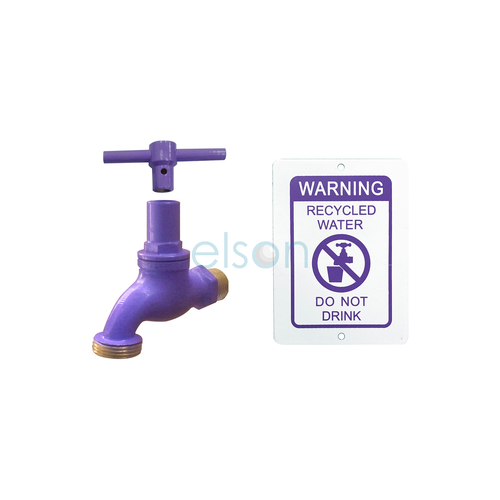 Hose Cock Recycled Water Brass With Anti-vandal Key & Warning Plate 1?2" MI