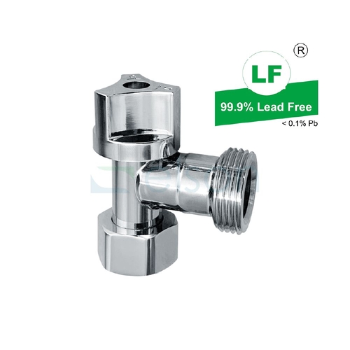 Washing Machine Tap 1/4 Turn With Non Return Valve Chrome Plated Loose Nut