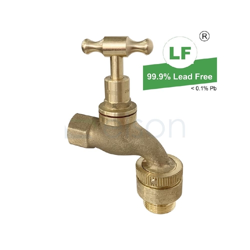 Hose Cock T Head with Vacuum Breaker Rough Brass FI, 1/2"