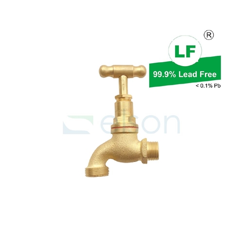 Hose Cock T Head with Gland Top Rough Brass, 1/2"