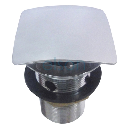 Waste Outlet Overflow DN 40 x Brass Chrome Plated Square Mushroom Pop-up, 80mm