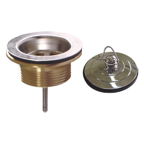 Plug & Waste 2 - Part Tapered Top x BSP Base Brass Chrome Plated with 65 Deluxe Plug Chrome Plated, 40mm 40mm