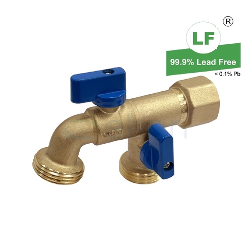 Hose Cock Ball Dual Outlet DR Brass Inlet x Outlet, Rp3/4 FI G1B MI