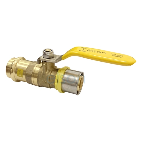 Ball Valve Press Gas To Bushpex Crimp Gas DR Brass Lever Handle, 25mm