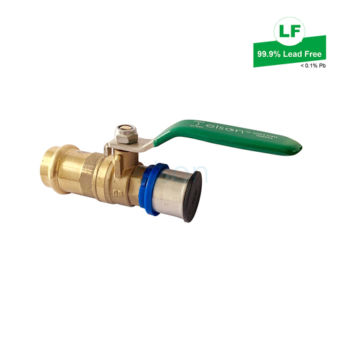PRESS TO BUSHPEX CRIMP-ON PEX BALL VALVE DR BRASS Lever Handle 25mm