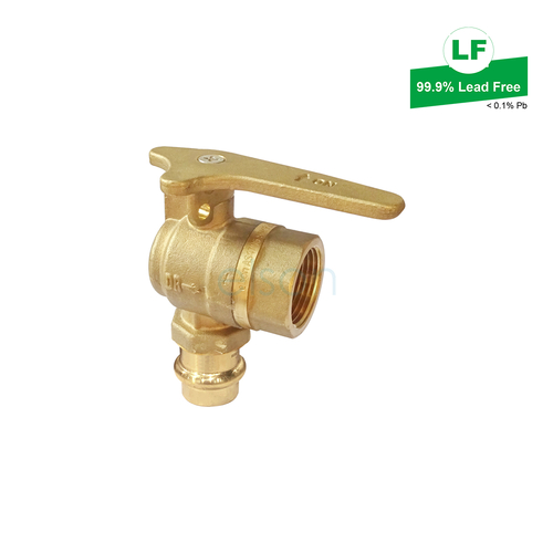 Meter Ball Valve Right Angle Lockable DR Brass Press Inlet, Rp3/4 FI x DN20