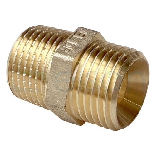 Hexagon Nipple Screwed Brass, Suit Flexi Hose, R1/2 x G1/2B (15mm)
