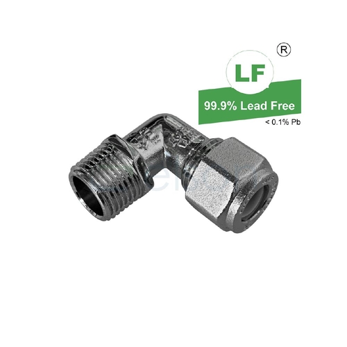 Elbow Nylon Olive Compression C x M, Chrome Plated, 15mm C x 15mm MI (1/2" x 1/2")