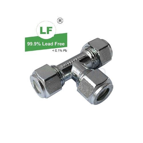 Tee Nylon Olive Compression C x C x C, Chrome Plated, 15mm C x 15mm C x 15mm C (1/2" x 1/2" x 1/2")