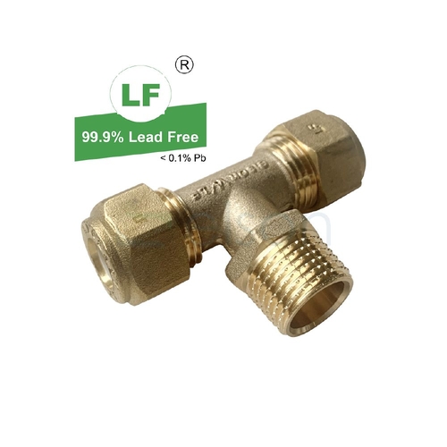 Tee Nylon Olive Compression C x C x M, Brass, 15mm C x 15mm C x 15mm MI (1/2" x 1/2" x 1/2")