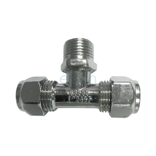 Tee Nylon Olive Compression C x C x M, Chrome Plated, 15mm C x 15mm C x 15mm MI (1/2" x 1/2" x 1/2")