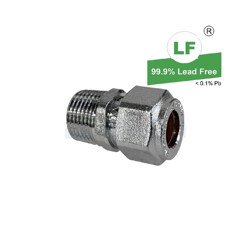 Union Copper Olive Compression C x M, Chrome Plated, 15mm C x 15mm MI (1/2" x 1/2")