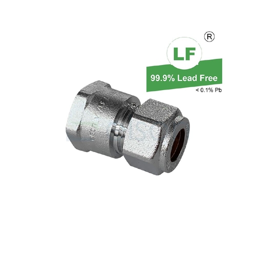 Union Copper Olive Compression C x F, Chrome Plated, 15mm C x 15mm FI (1/2" x 1/2")