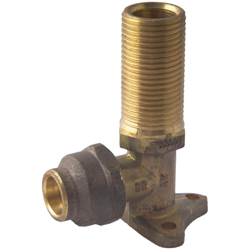 15mm MI X 15mm FL (95mm Ext) Flared Compression Elbow Extended Lugged Brass