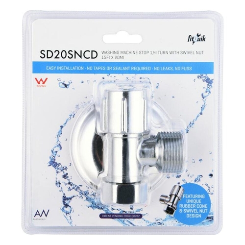 Washing Machine Stop 1/4 Turn Swivel Fi Display Pack | Isolation Stops