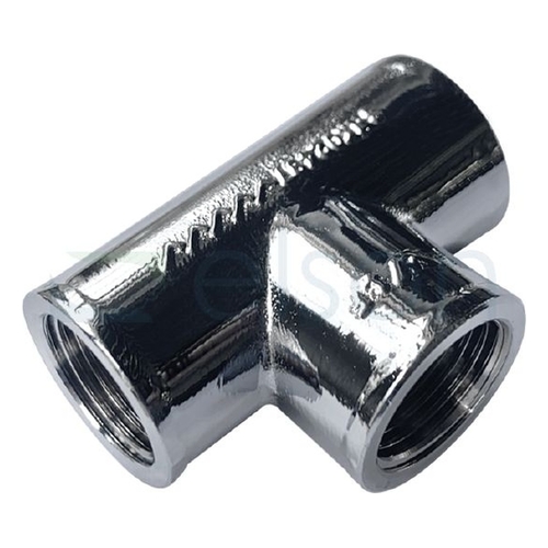 Tee Screwed Brass, Chrome Plated