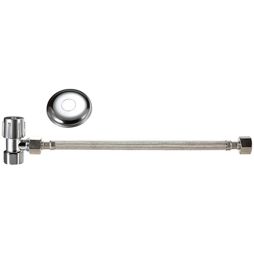 Cistern Stop Mini Kit 300mm Chrome Plated With Flex Hose