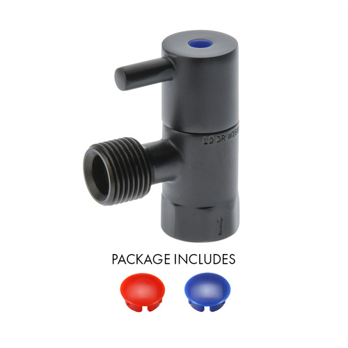 15mm 1/4 Turn Lever Cistern Stop With Ceramic Disc Matte Black 
